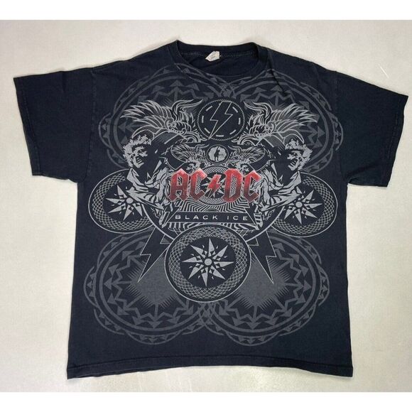 ACDC Black Ice T-shirt Men Large Black Short Sleeve Music AC/DC - Picture 1 of 5